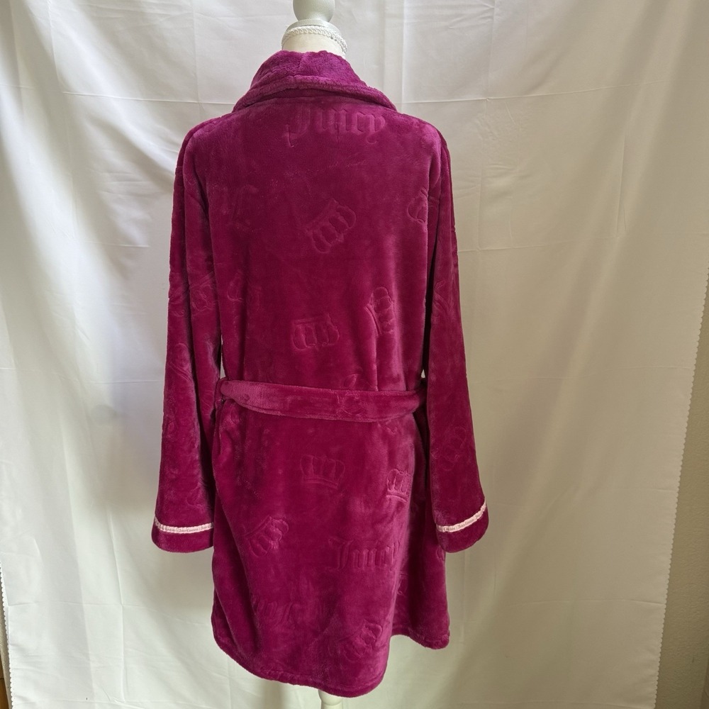 Juicy Couture Women's Pink Plush Belted Robe with Pockets Size L/XL - Picture 5 of 16